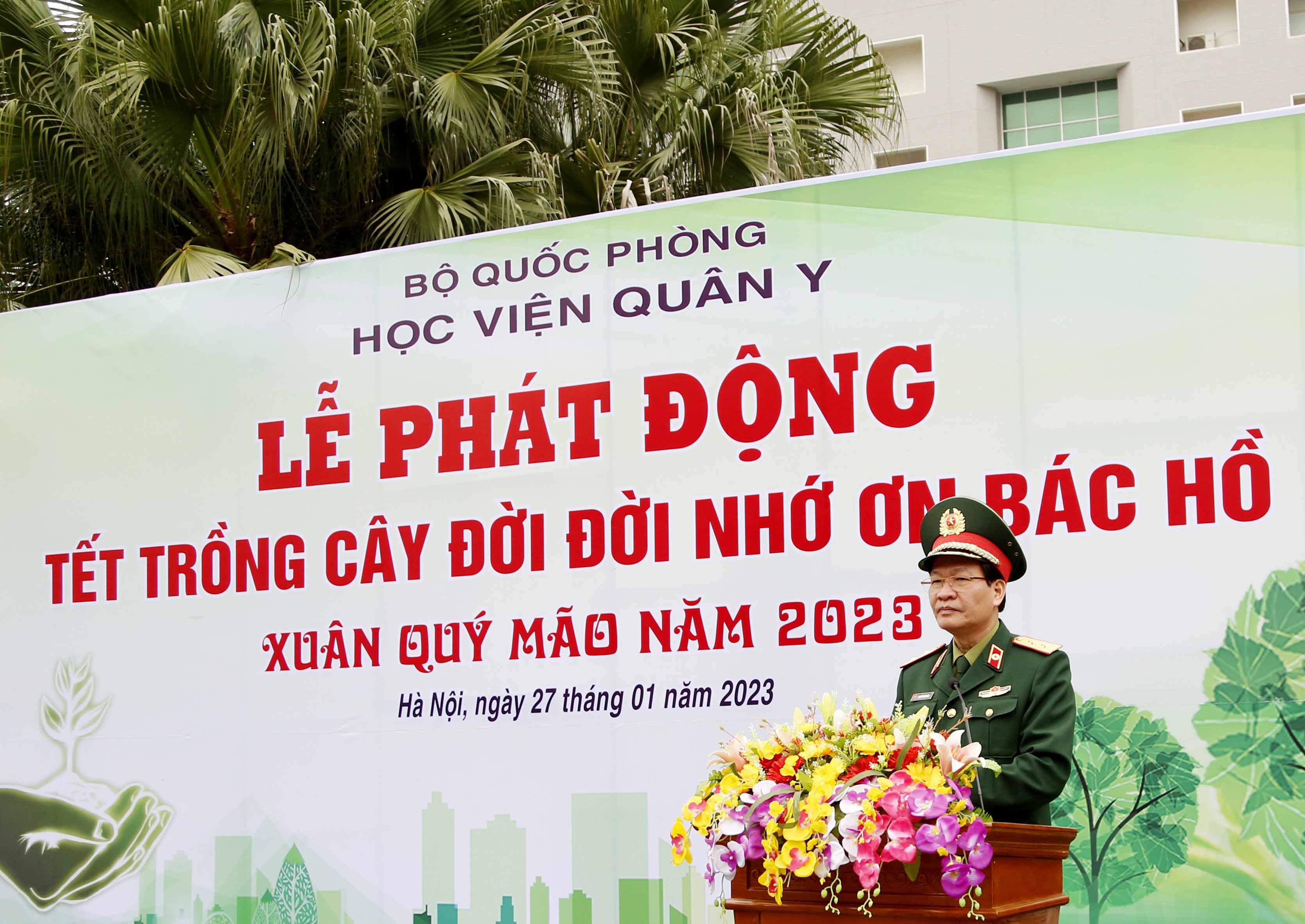 Học viện Quân y tổ chức Lễ phát động tết trồng cây tại Bệnh viện Bỏng quốc gia Lê Hữu Trác